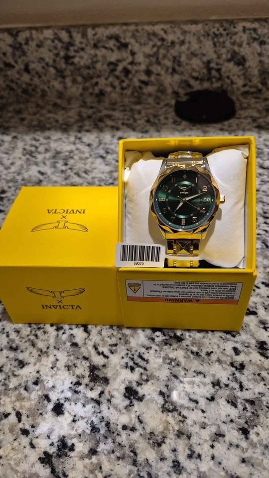 Invicta Angel Gold-Tone Watch with Green Dial