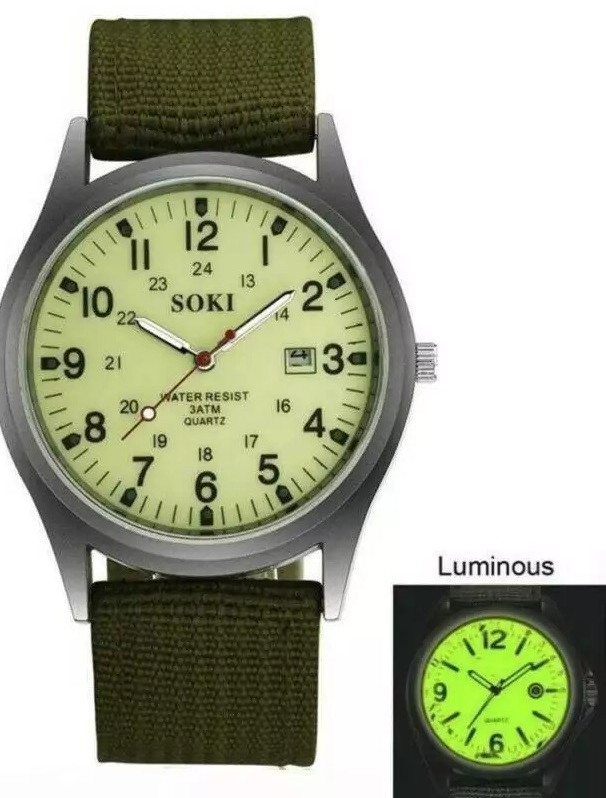 Super Luminous Soki Quartz Watch – new – Men’s Military Style Watch