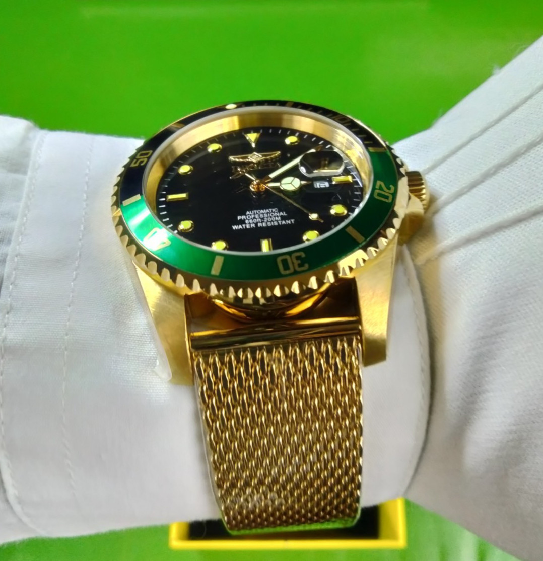 Invicta Pro Diver 47967 Automatic Men’s Watch 47mm Gold Black Dial 200M