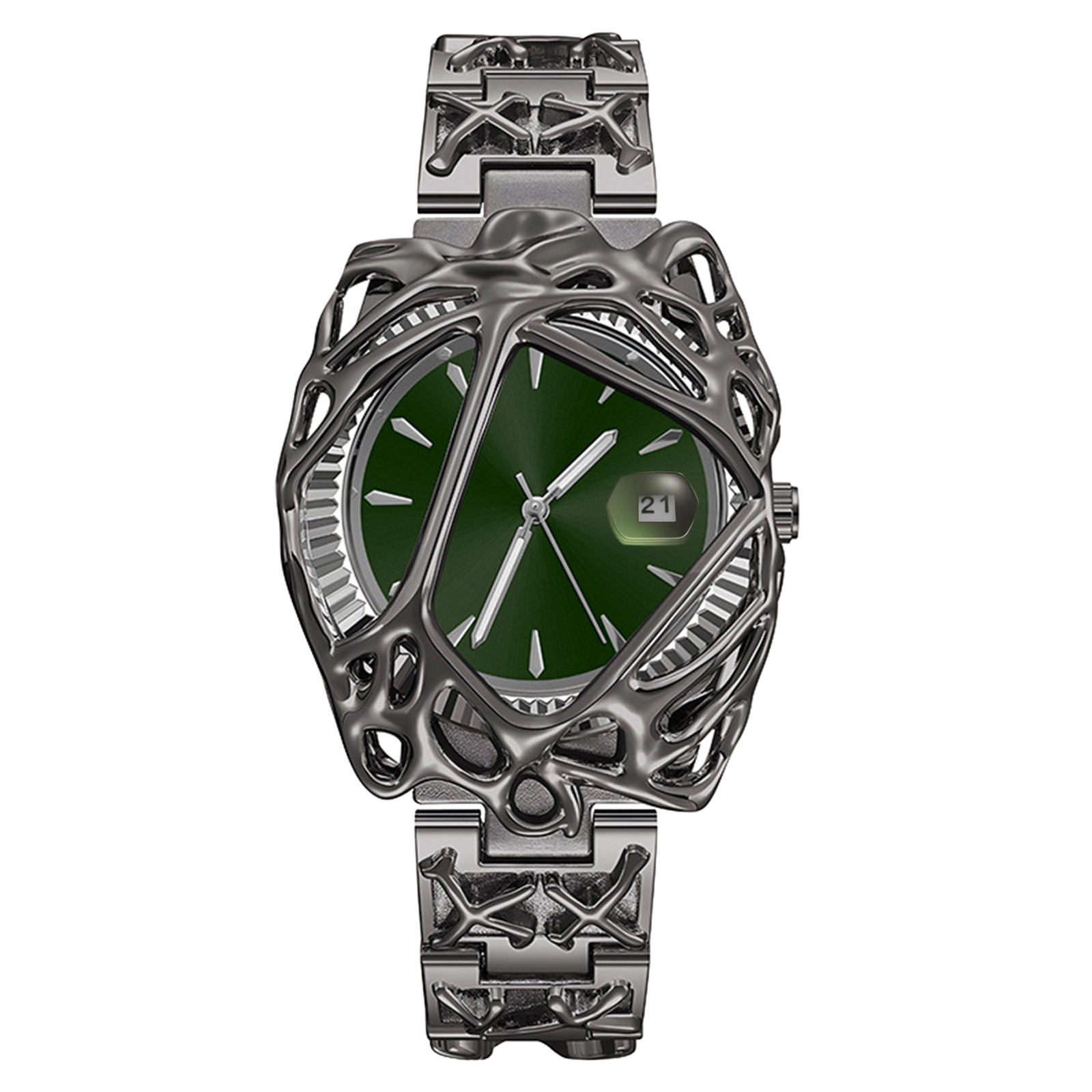 Men’s Novelty Steampunk Y2K Hip Hop Square Case Luminous Date Party Wrist Watch