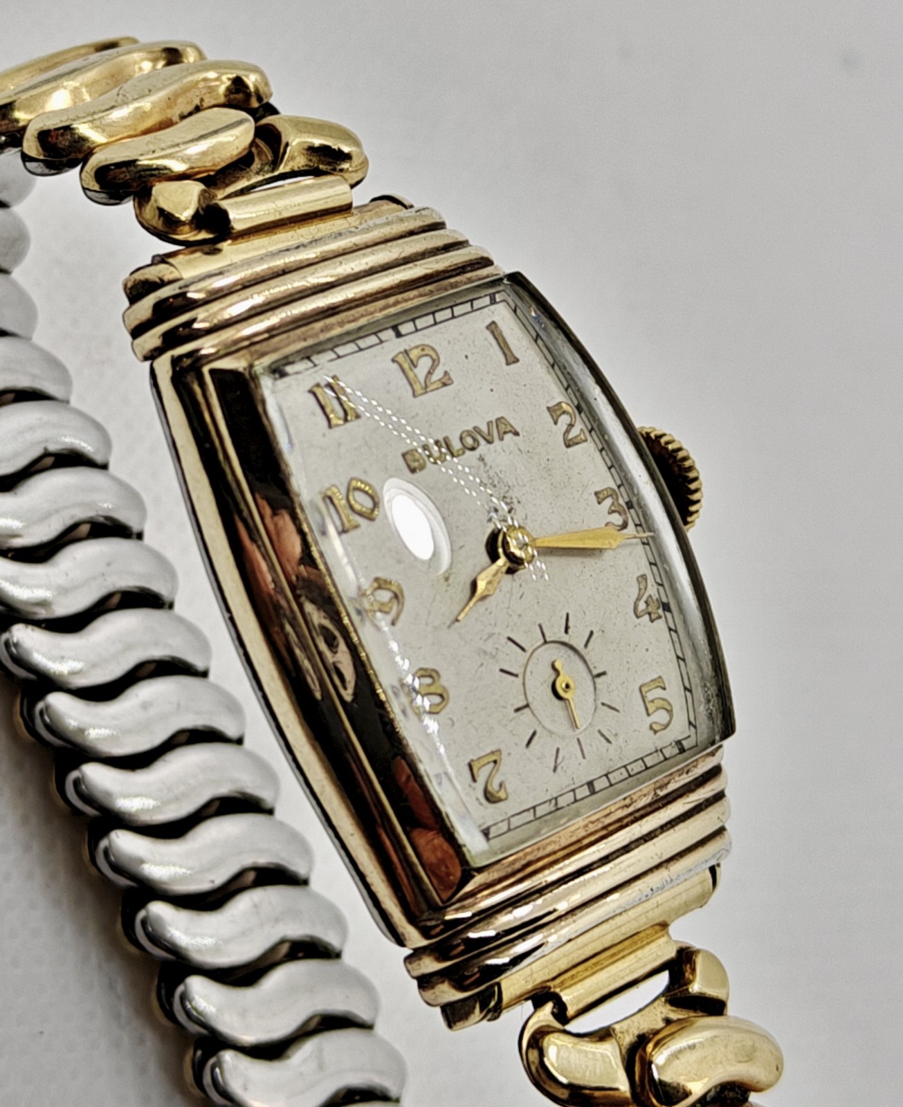 Vintage 1944 Bulova “Brewster” Men’s Watch 10AE Sterling Case Scissor Bracelet