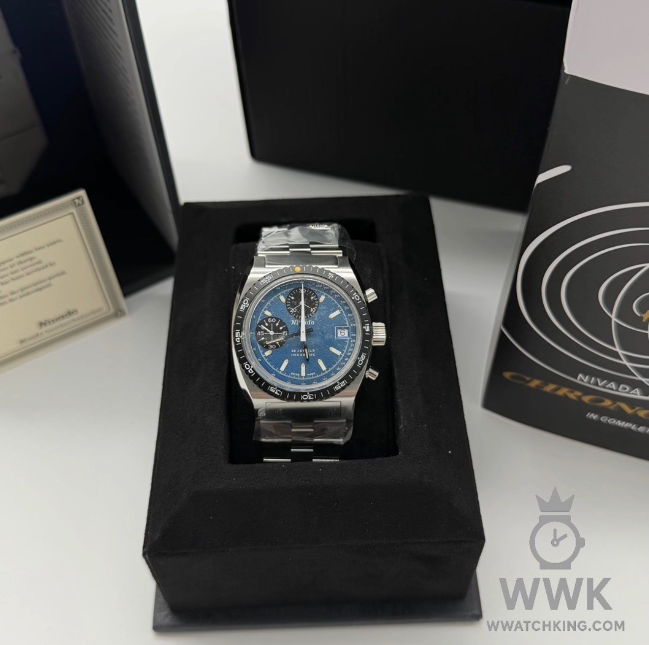 Nivada Grenchen ‘Autochron Blue’ | Ref 77003A45 | Bracelet | Full Set