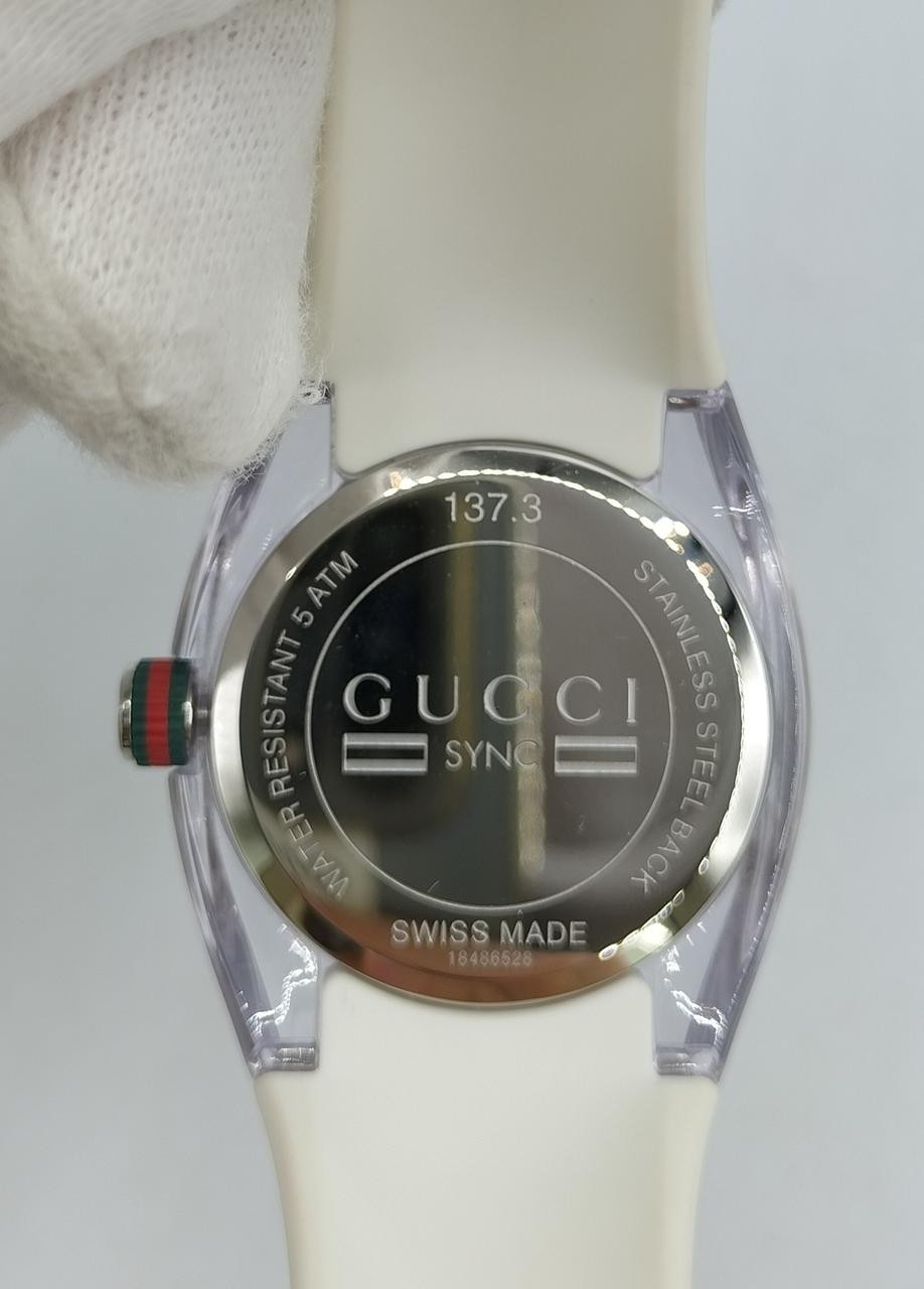 [A3N] Gucci Sync 137.3 Quartz Analog Date Rubber Band Men Watch [r9n]