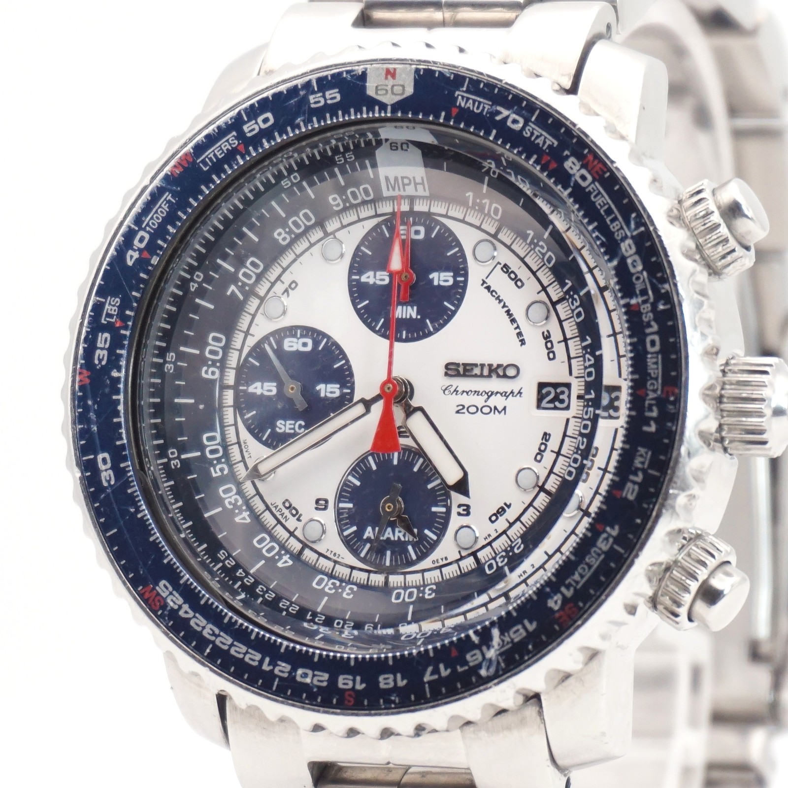 New Crystal SEIKO Flightmaster 7T62-0EB0 SNA413 Quartz Chronograph Men’s Watch