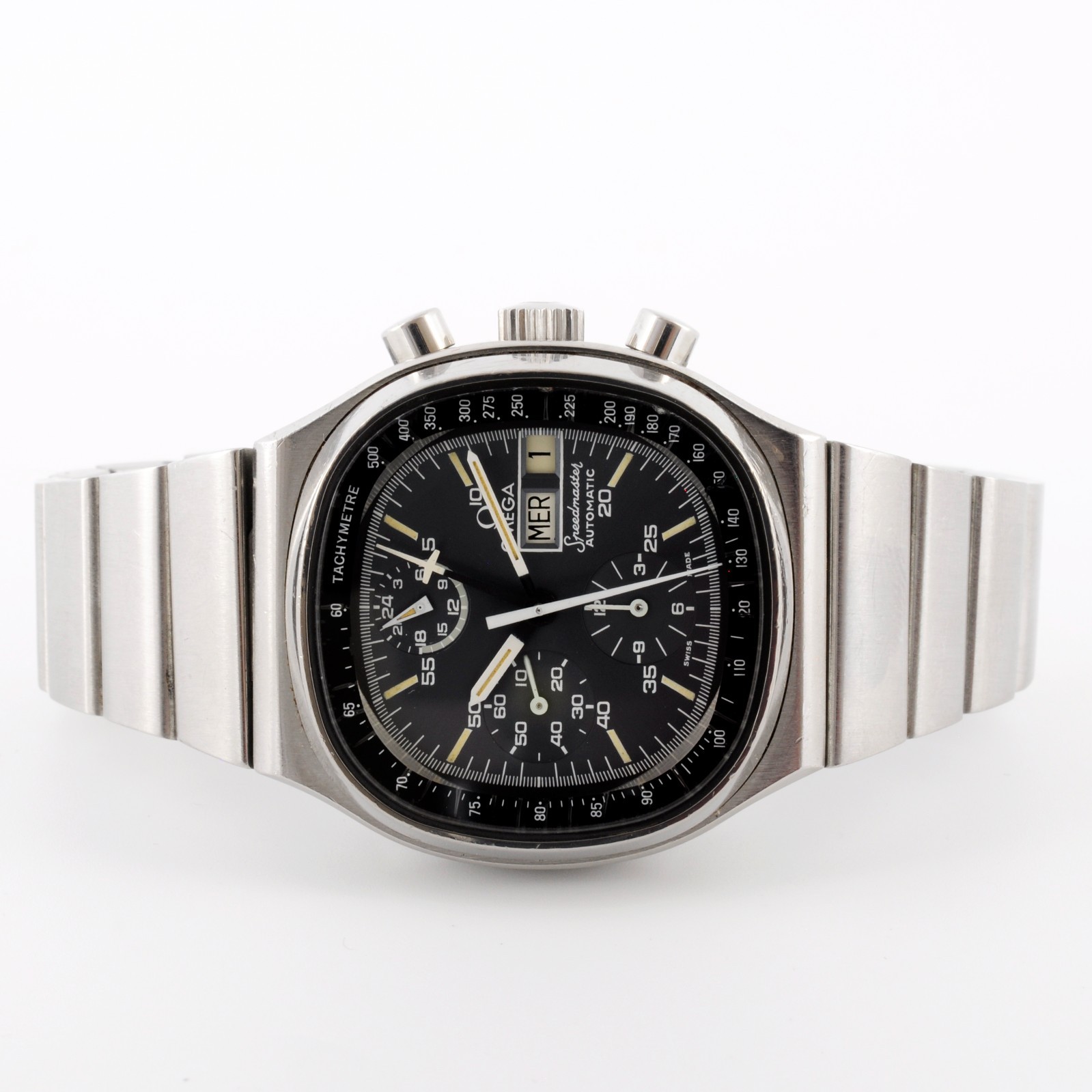 NO TARIFFS OMEGA SPEEDMASTER AUTOMATIC CHRONOGRAPH GENTS WATCH METAL BRACELET