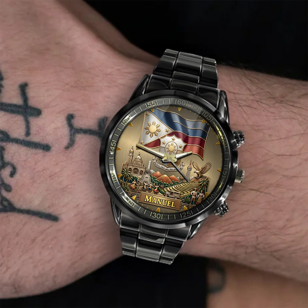Personalized Philippines Heritage Watch – Custom Name With Flag and National