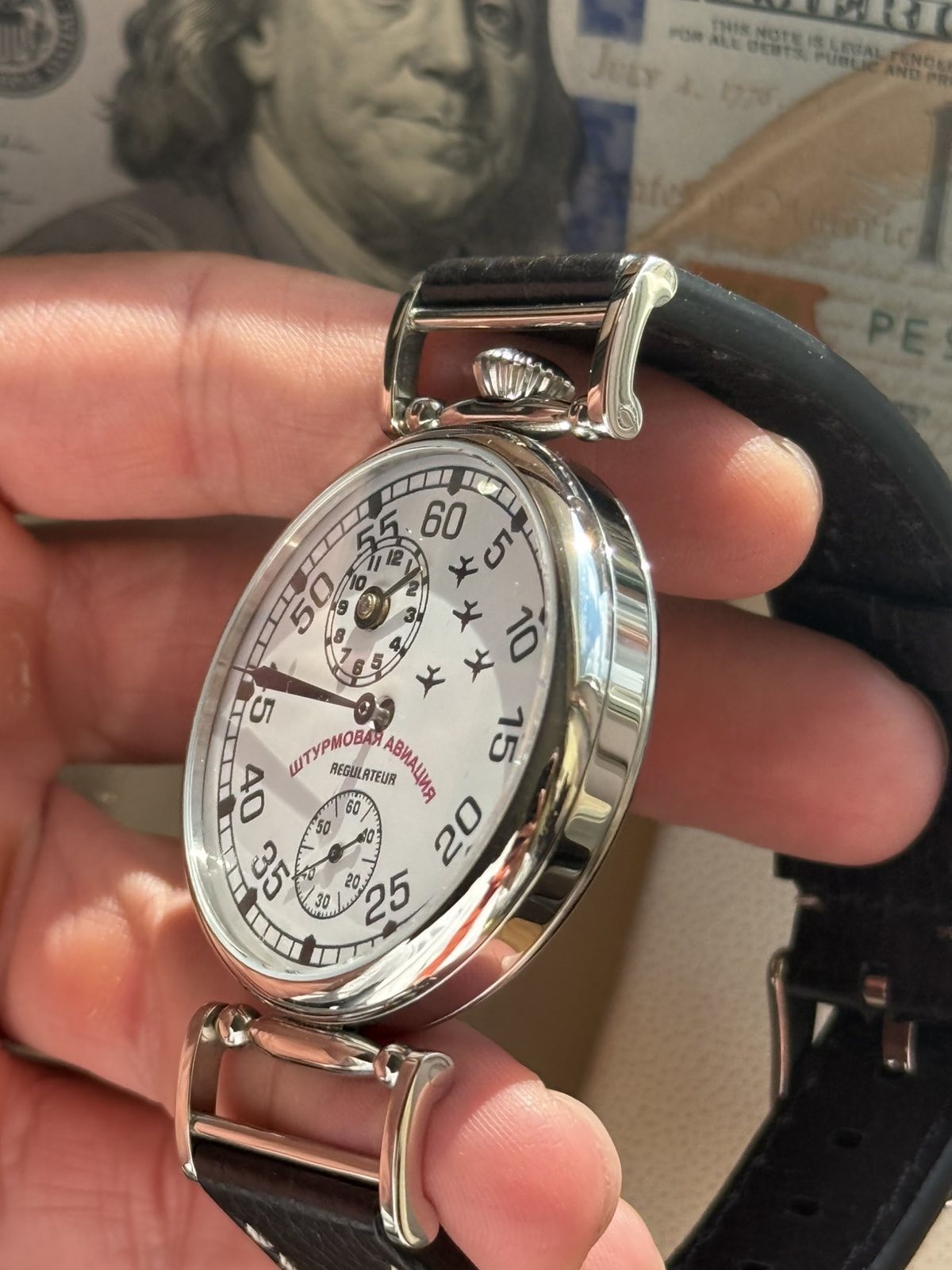 Regulator Watch Mechanical Wrist Russian Attack Aviation Men Pilot Fight Molniya