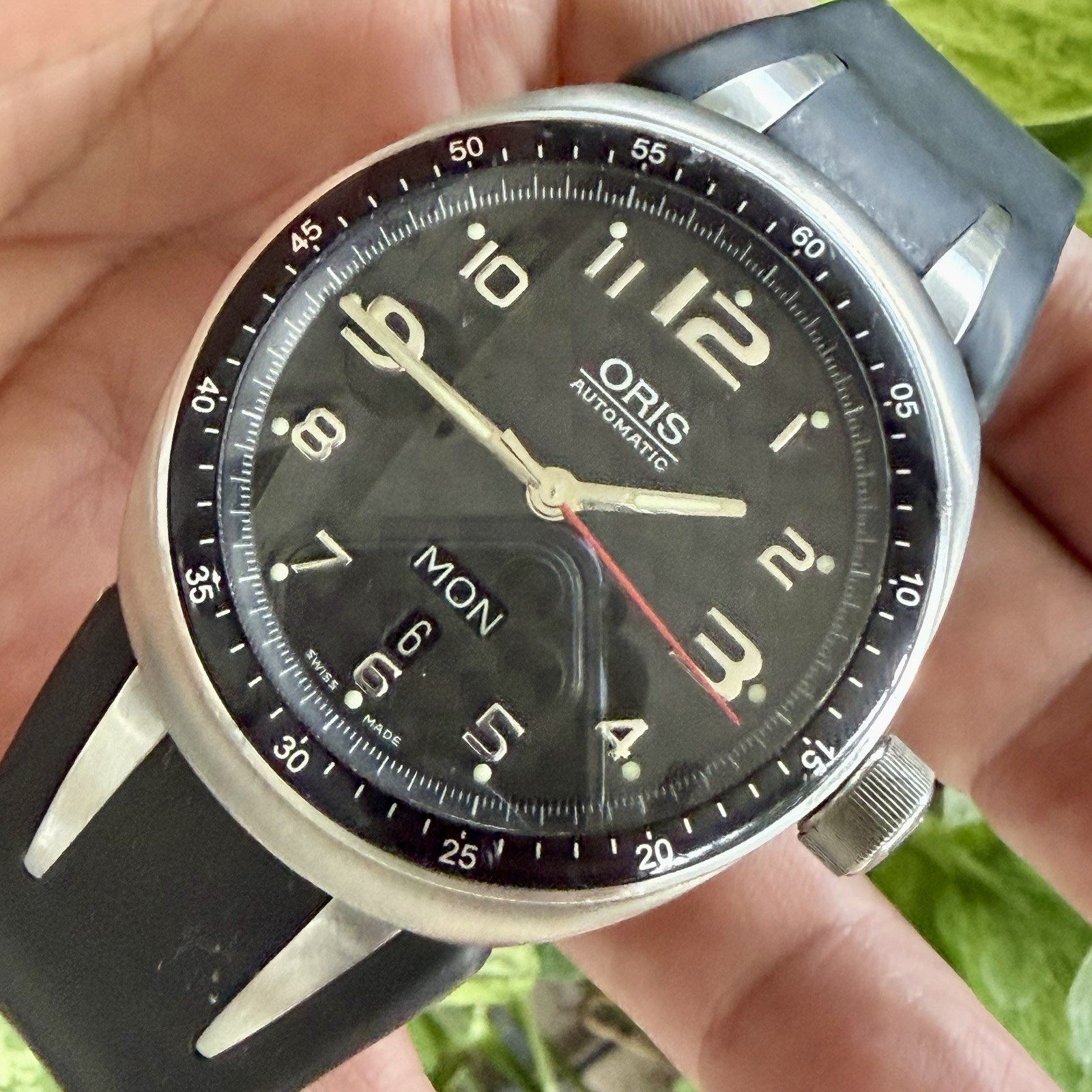 ORIS TT3 7588 Titanium Day/Date Automatic Men’s 41mm Watch RUNS! Keeps Time!