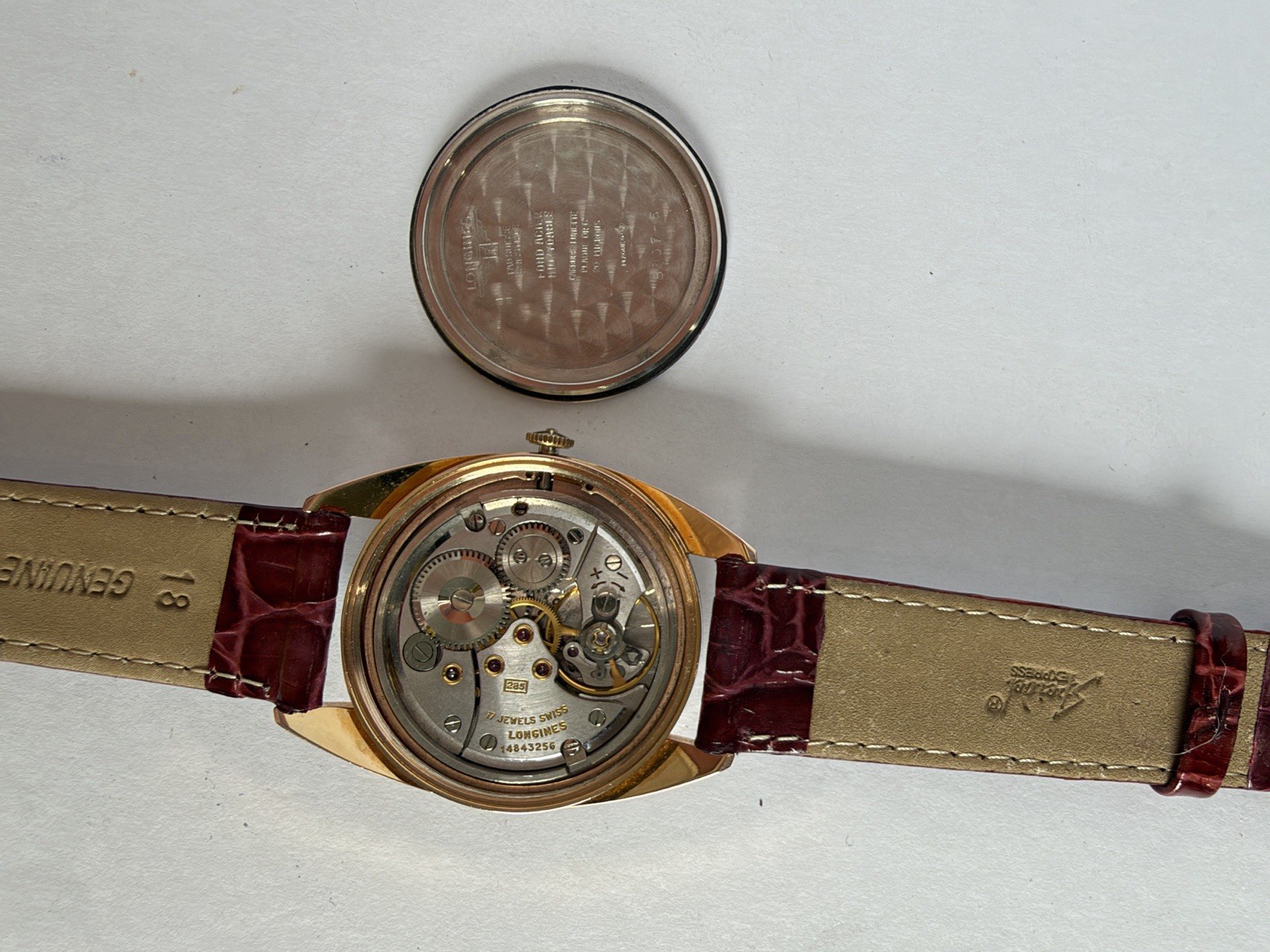 Longines Flagship Automatic 25J Date Gold Dial Gold case. Alligator band