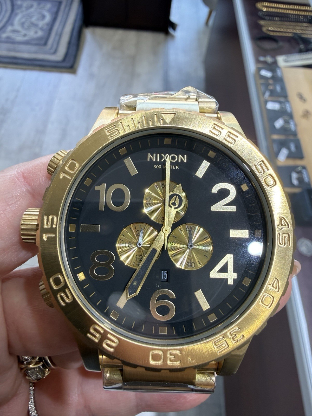 Nixon 51-30 Chrono Gold Tone Black Dial Men’s Watch 300M New w/ Tags & Box