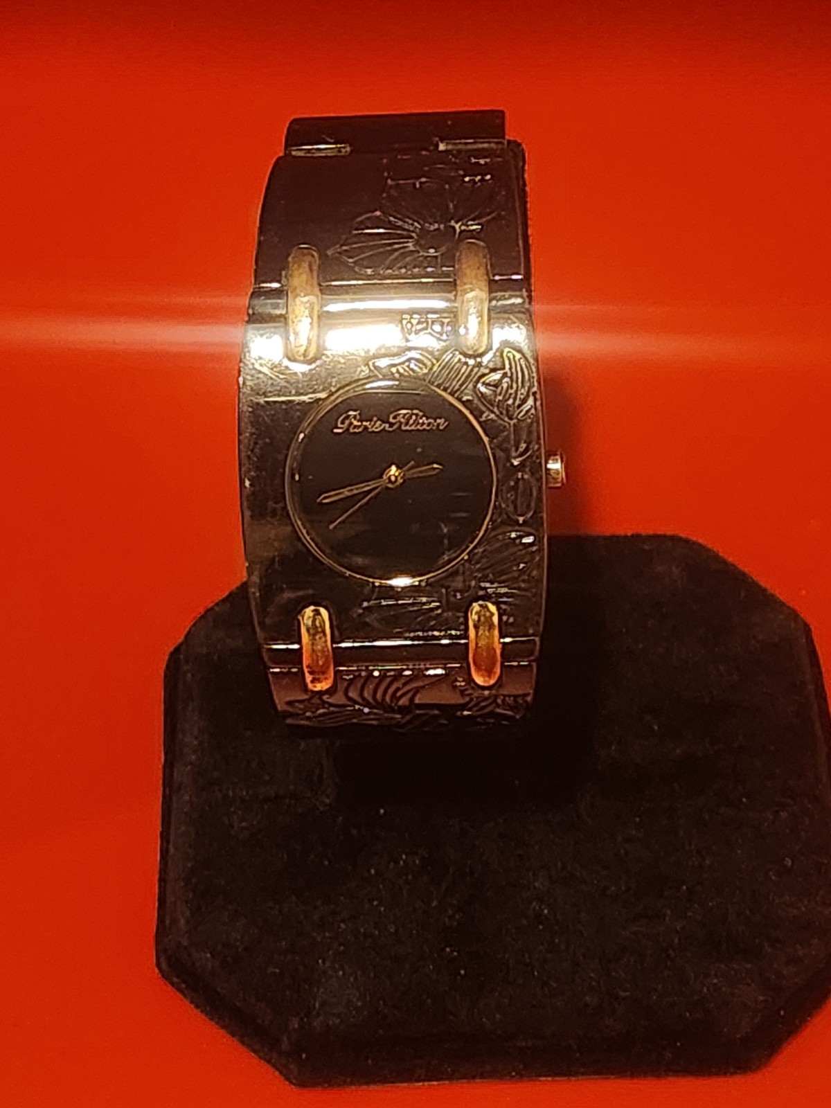 Paris Hilton Black Bangle Bracelet Quartz Women’s Watch Model 138.4449.60