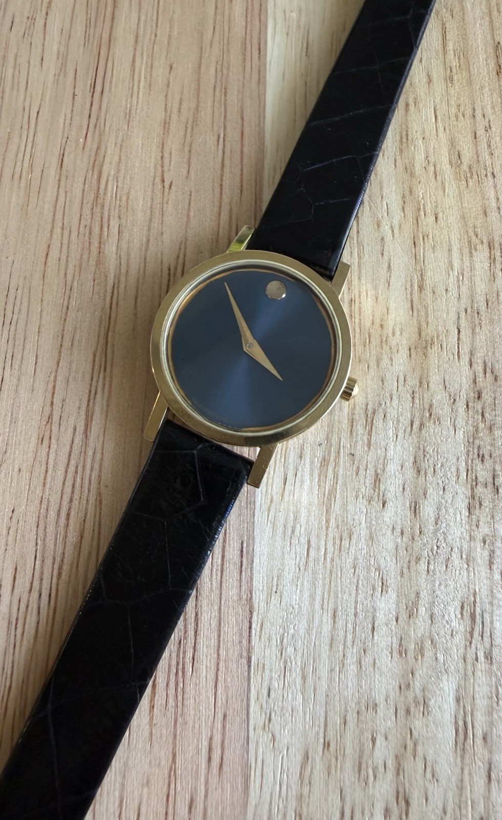 VINTAGE Ladies MOVADO MUSEUM WATCH, Dark Blue Dial, RUNNING GREAT