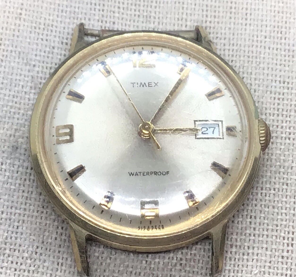 Vintage Mens Timex Waterproof Watch Face-No Band “AS IS” Parts/Repairs W922