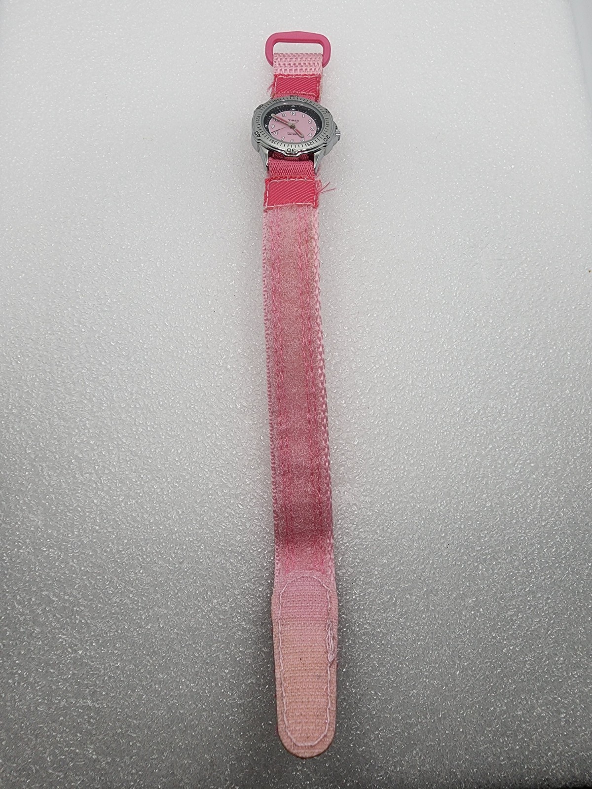 Timex 30mm Hook Loop Pink Black Dial Indiglo Sport Active Watch Strap Red Hands