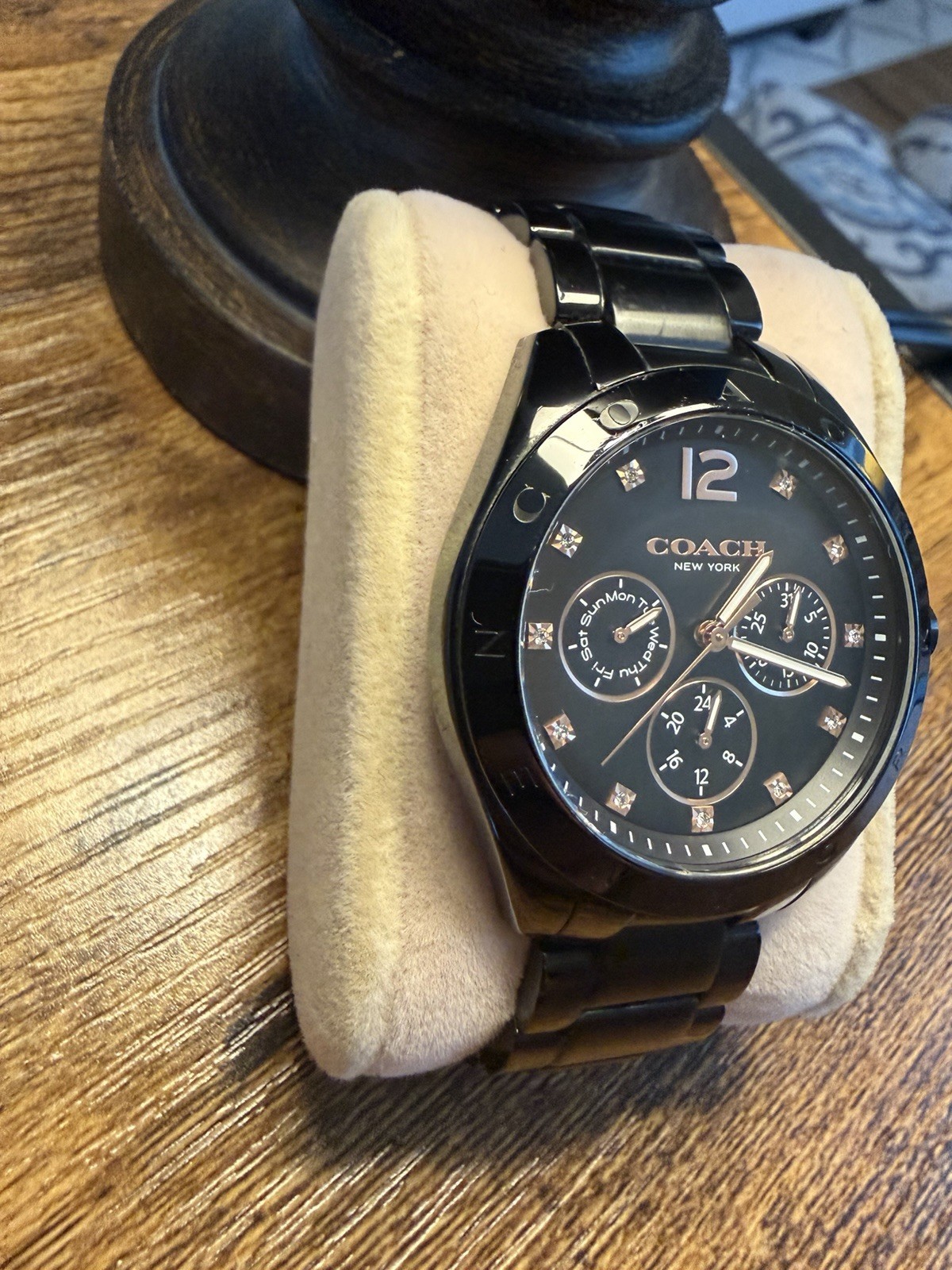 Coach Tristen Black Multi-Function 36mm Dial Crystal Accented Watch