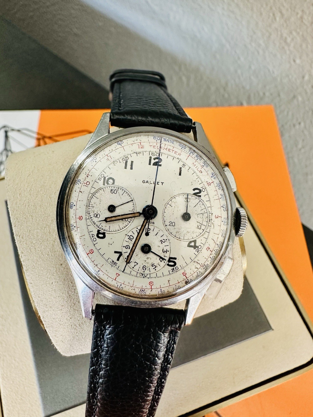 Vintage Stainless Gallet Multichron 12 Chronograph Watch~ 37mm