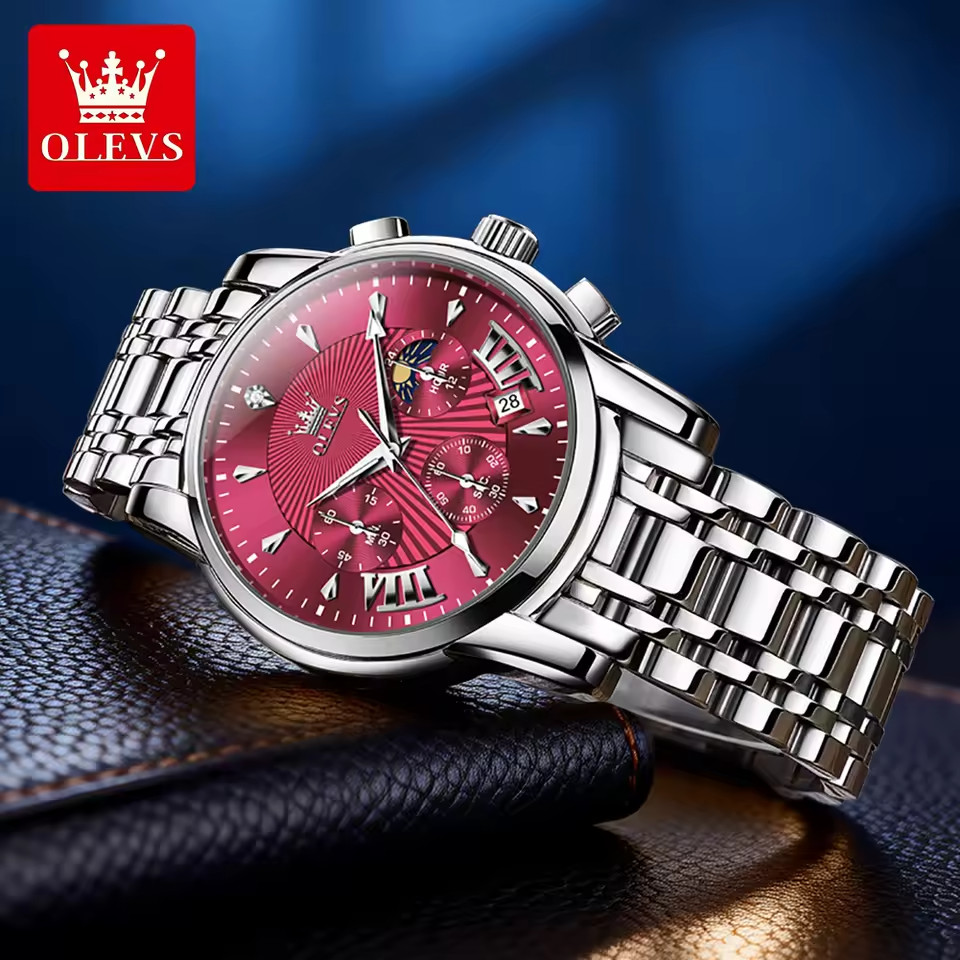 OLEVS 2892 Original Moon Phase Luminous Waterproof Quartz Watch For Men
