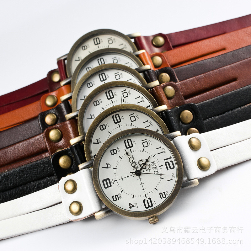 Wrapping Wrist Watch Available in White, Black, Dark Brown OR Red Brown