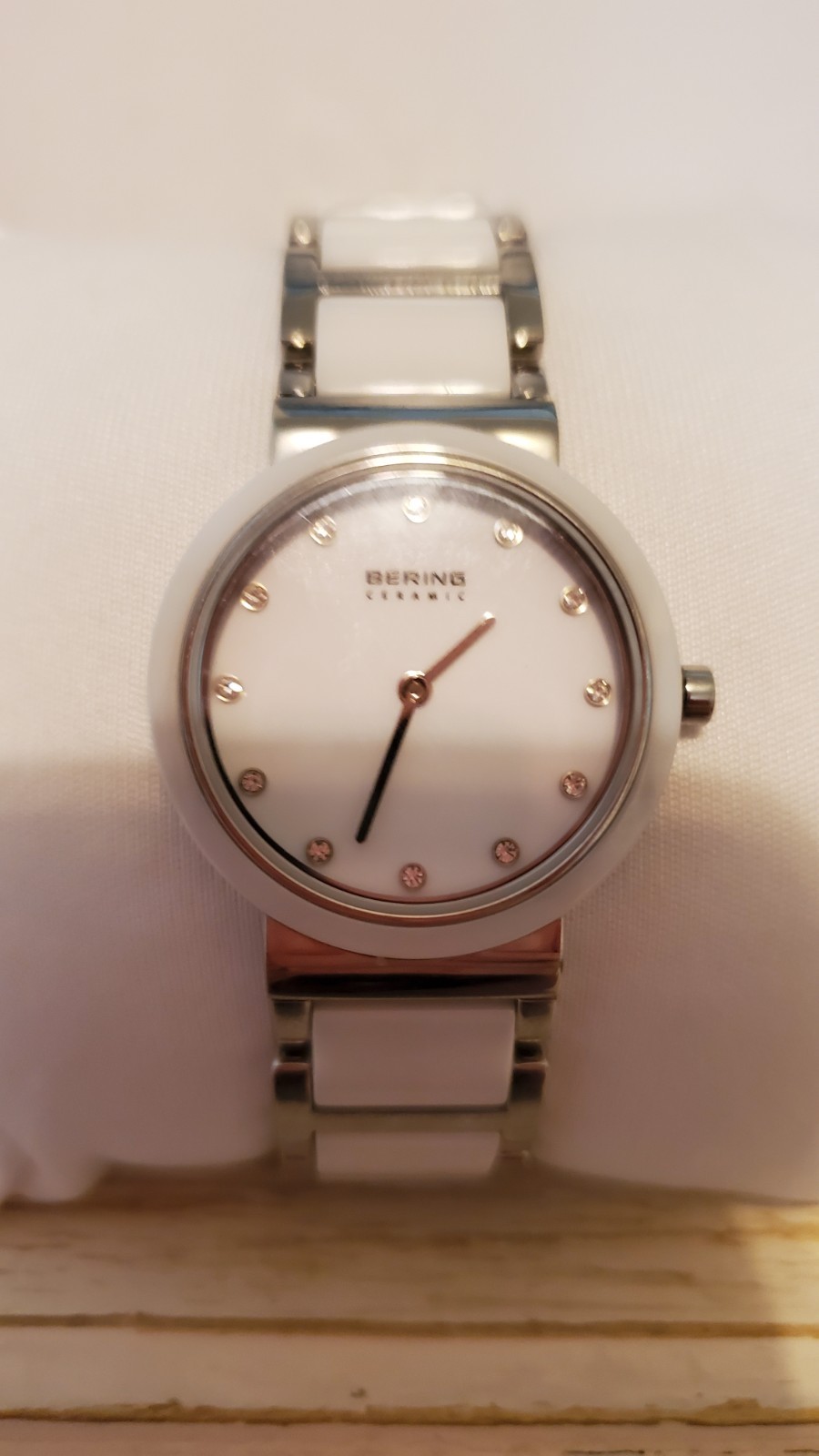 Bering Time Ceramic Silver Stainless Steel Ceramic Links Women’s Watch 11435-754