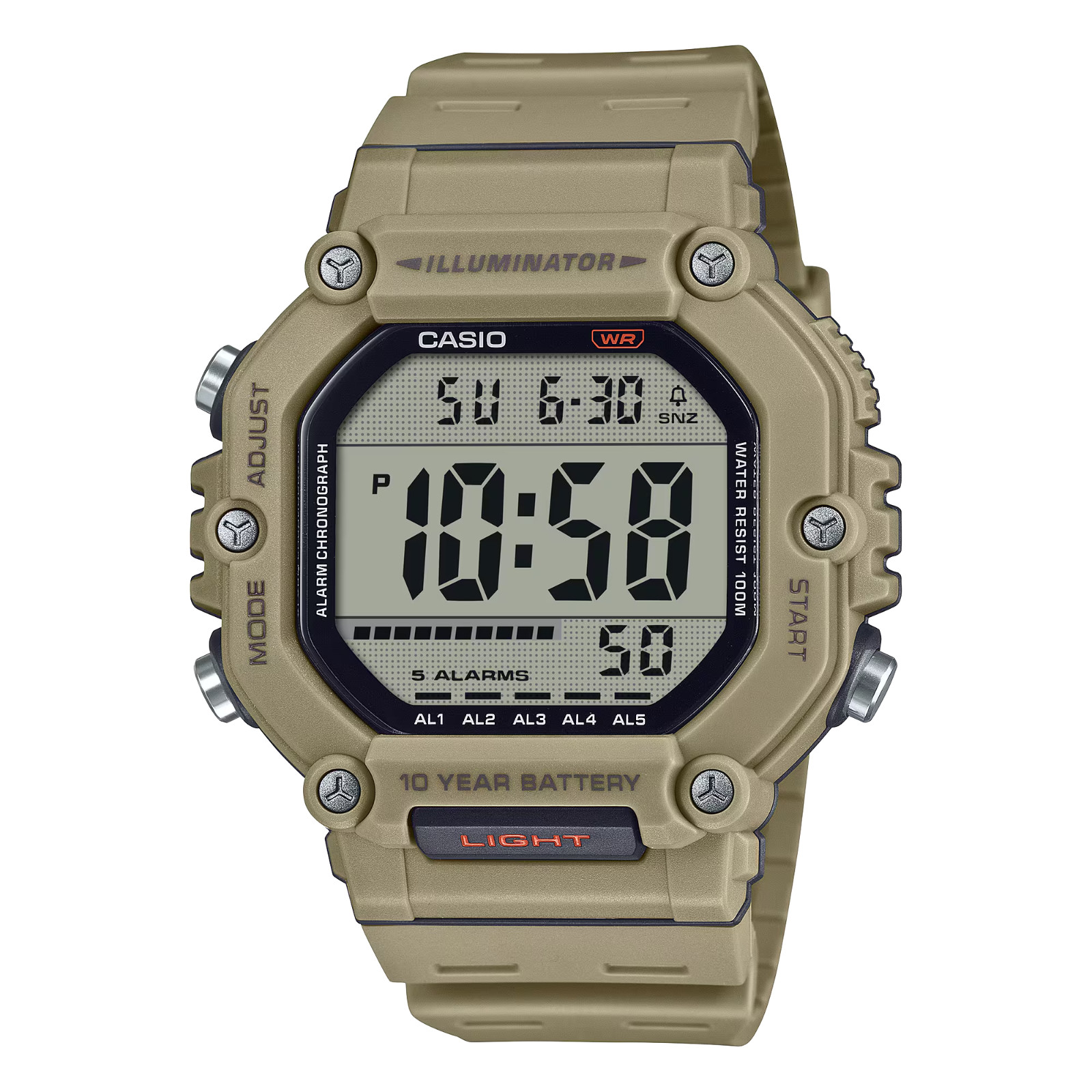 Casio AE1600H-5AV, Chronograph Watch, Illuminator, 5 Alarms, 10 Year Battery