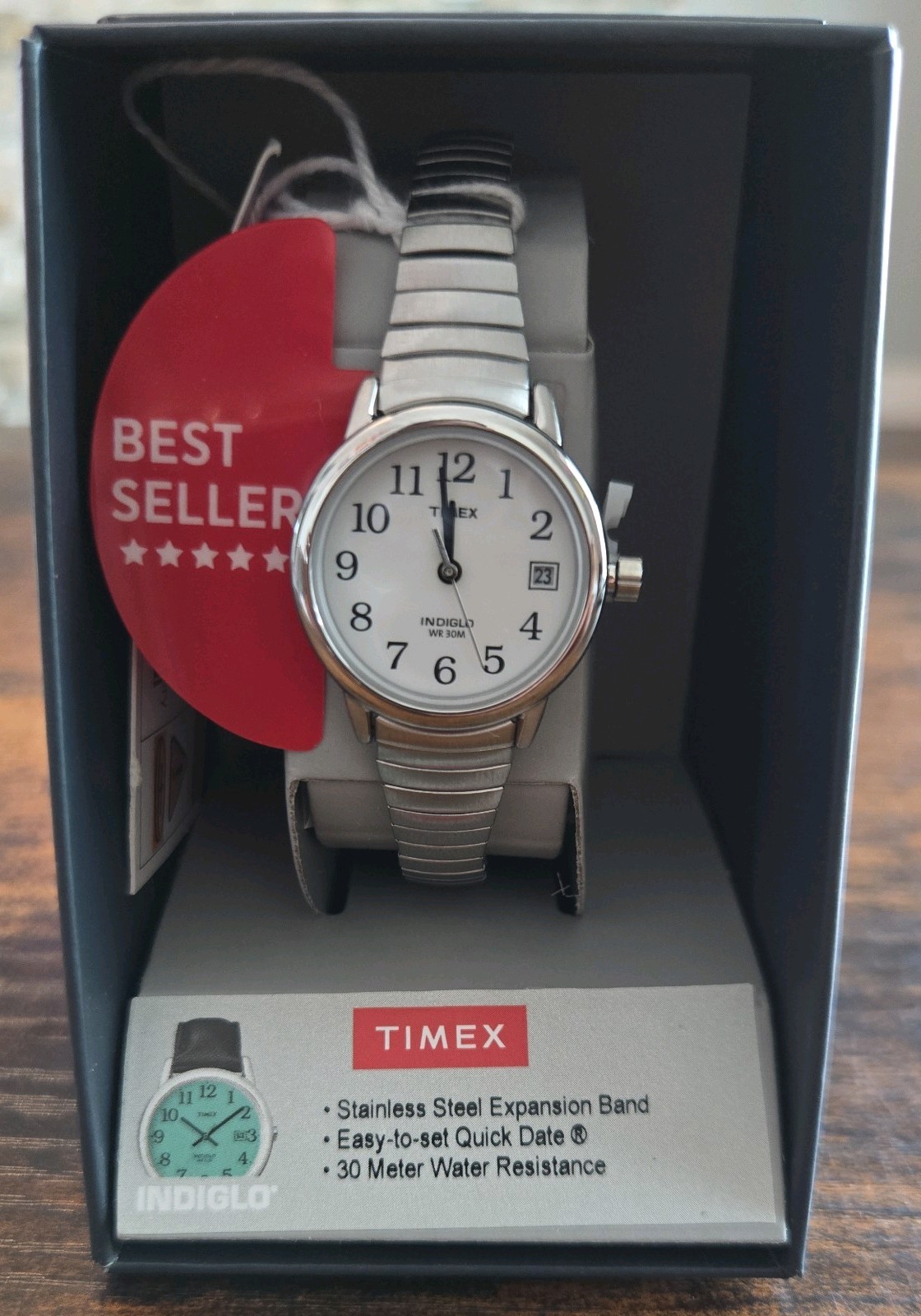 Timex Women’s T2H371 WX Easy Reader 25mm Expansion Band Watch Silver Tone