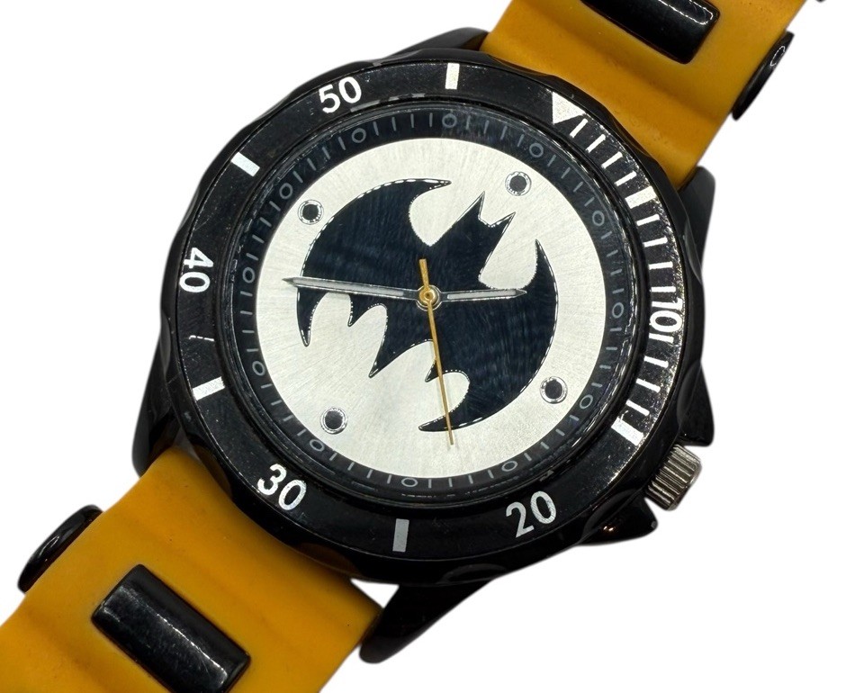 Accutime Batman Watch Classic Logo Yellow Band New Battery