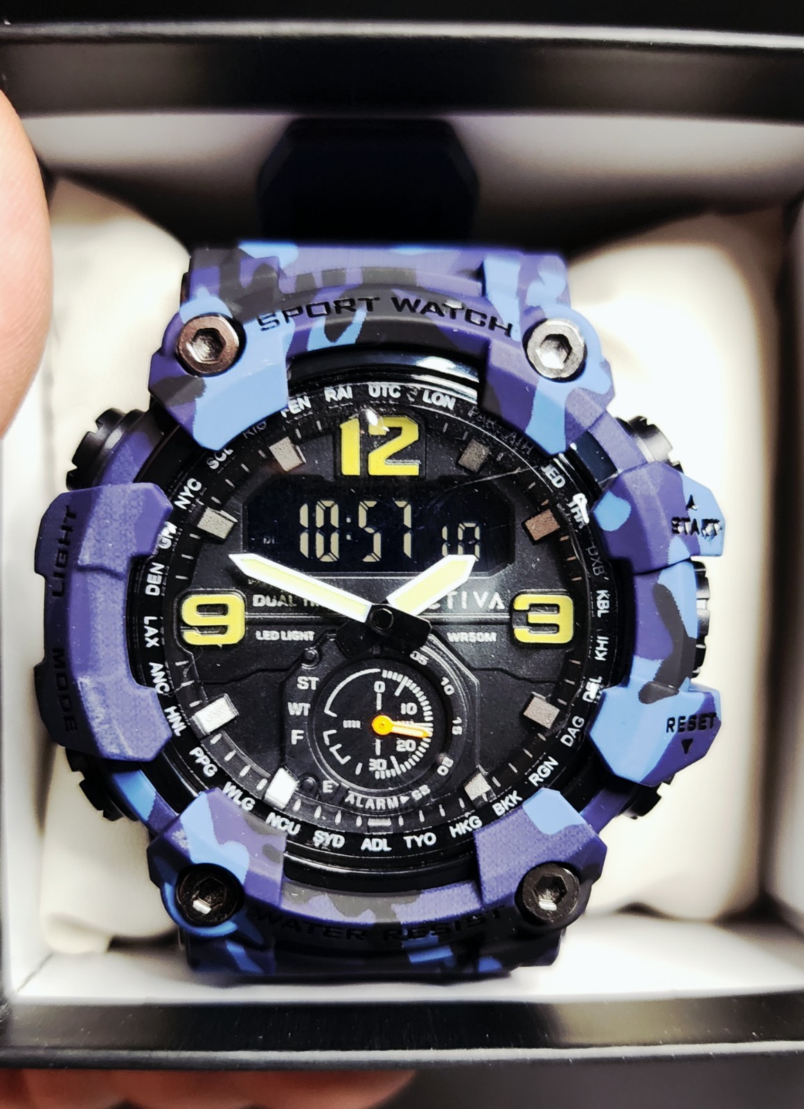 NEW Activa X Invicta Blackops Blue Camo Dual Time Watch FREE GIFTS SAME DAY SHIP