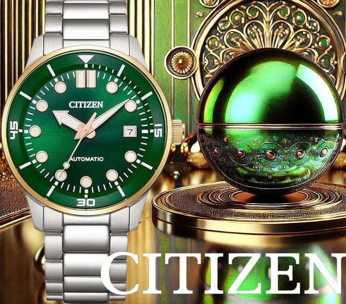 New Citizen Mechanical Automatic Watch with Transparent Back Emerald Green 100m