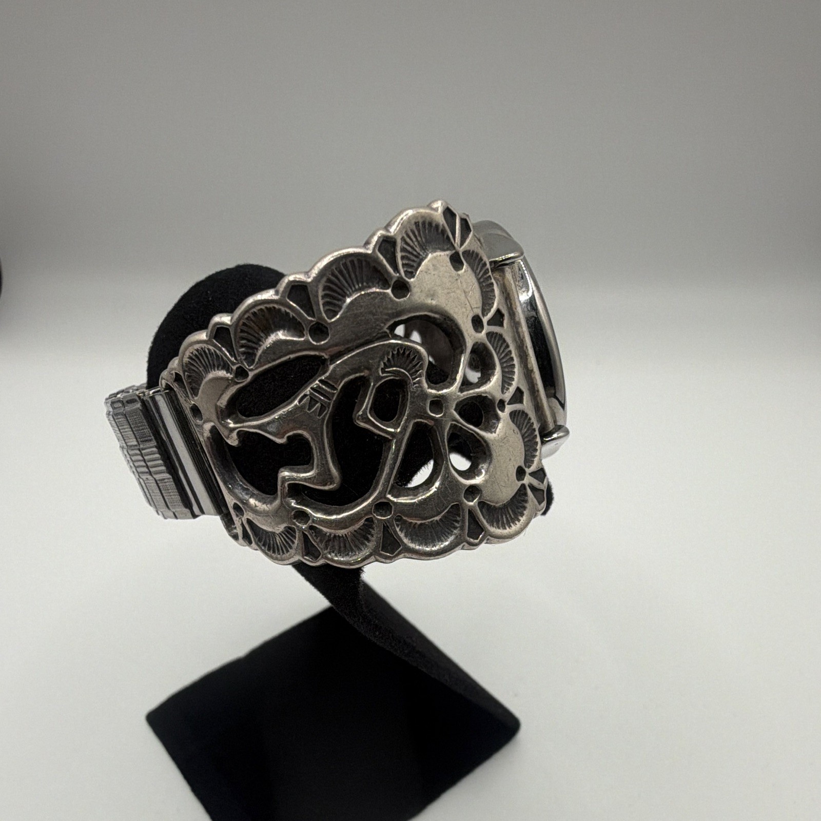 Selectime signed AJW Analog Watch Black Dial 925 Silver Bracelet