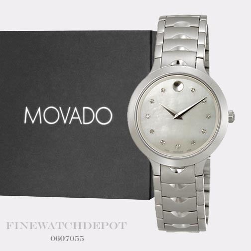 Authentic Movado Women’s Luno White Mother of Pearl Dial Watch 0607055