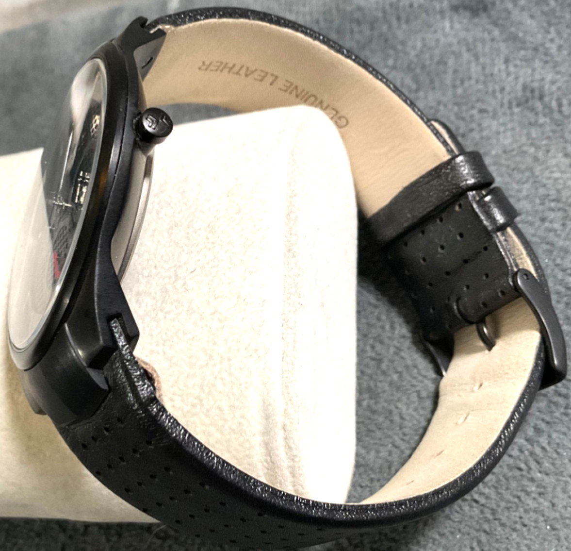 SKAGEN 809XLTBLB TITANIUM MULTIFUNCTION BLACK DIAL LEATHER WATCH NEW BATTERY