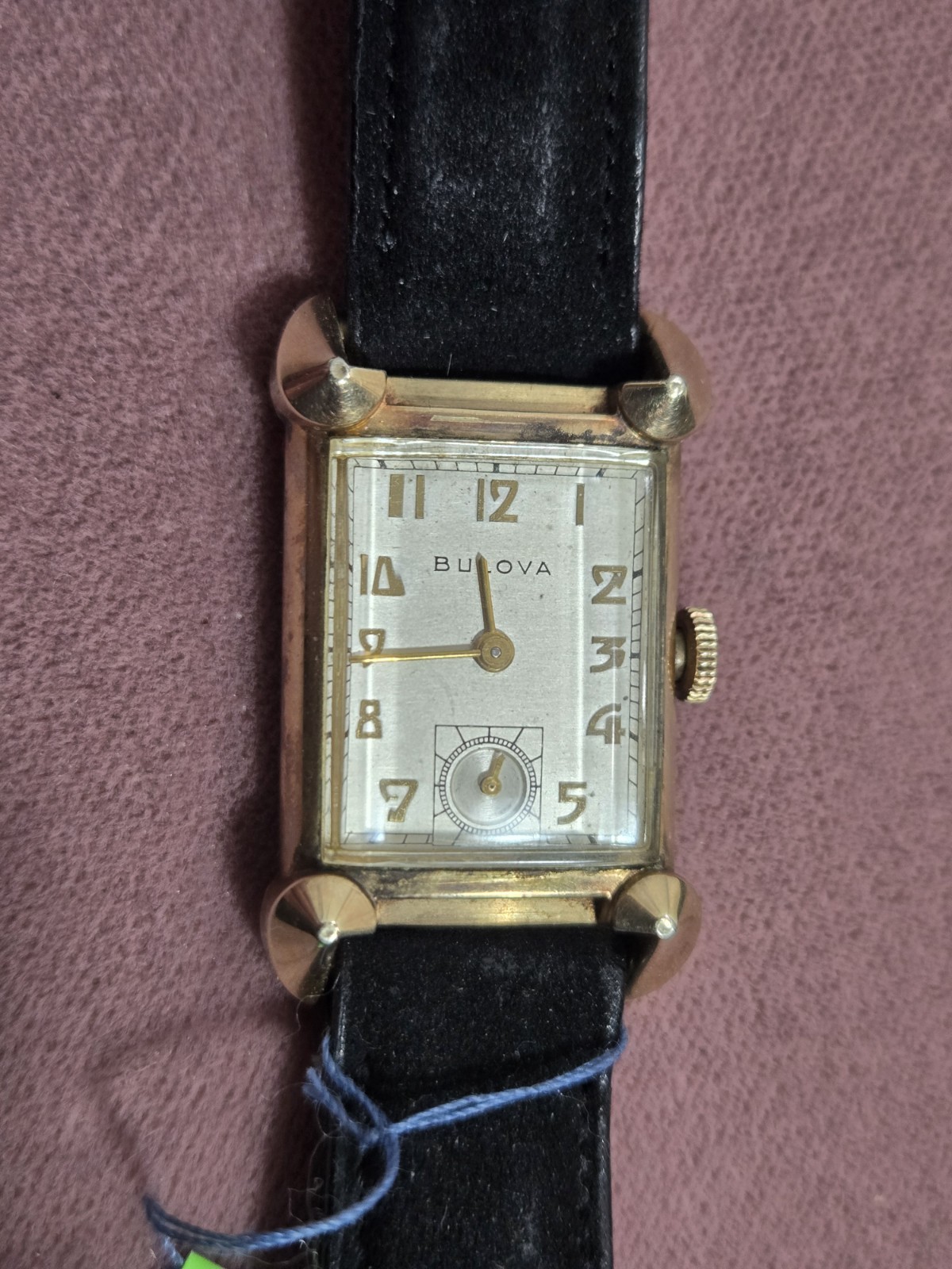 Vintage Bulova 21j 7AK Manual Wriswatch Geometric Lugs 10K GF Case circa 1948