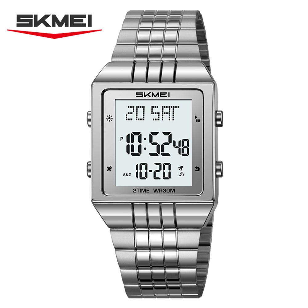 SKMEI Men Rectangle Watch Digital LED Wristwatch Steel Electronic Sport Watches