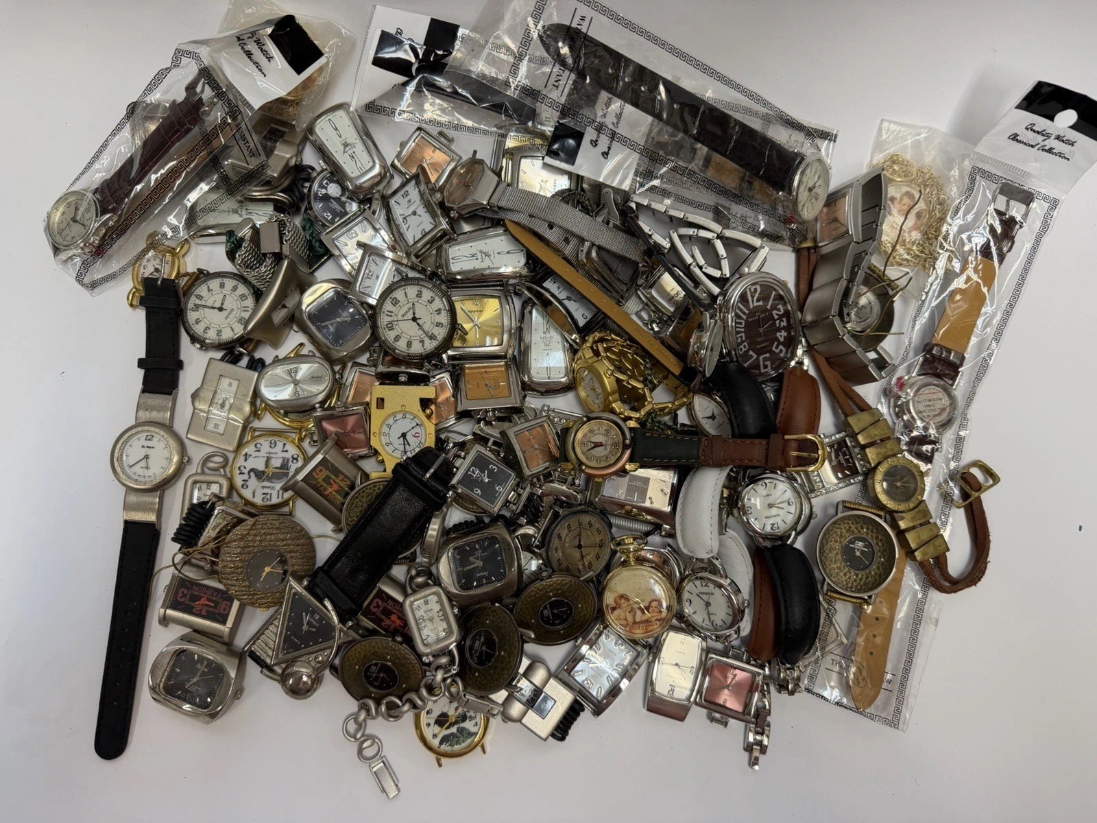 Vintage 90s Metallic Watches & Watch Faces – 5 lb. Lot – NOT TESTED