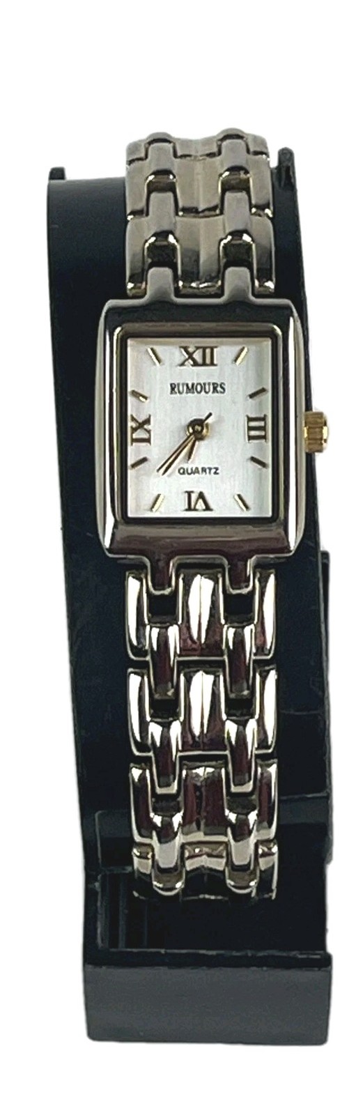 Rumours Women’s Watch Gold Tone 11mm Square Bracelet Band New Battery Running