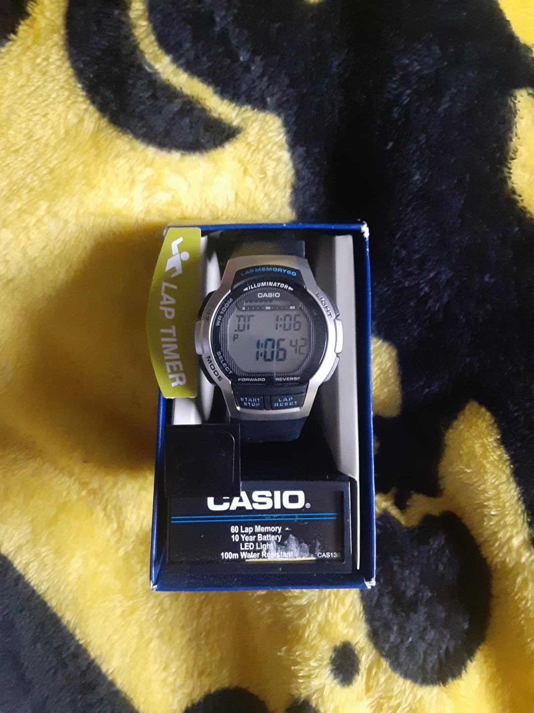 Casio WR Mens Digital Watch Plastic Band LAP TIMER Orange BackLight BRAND NEW