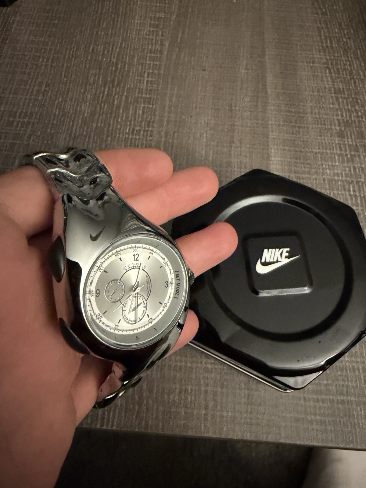 Vintage Nike Triax Metal Steel Watch Hype Y2K Retro Chrome With Box