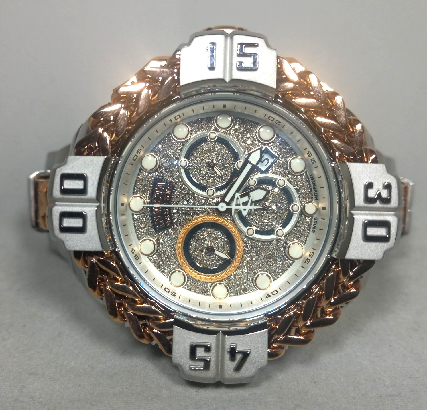 INVICTA 1.64 CTW DIAMOND GLADIATOR SPARTICUS 59mm SILVER ROSE MEN’S WATCH 37006