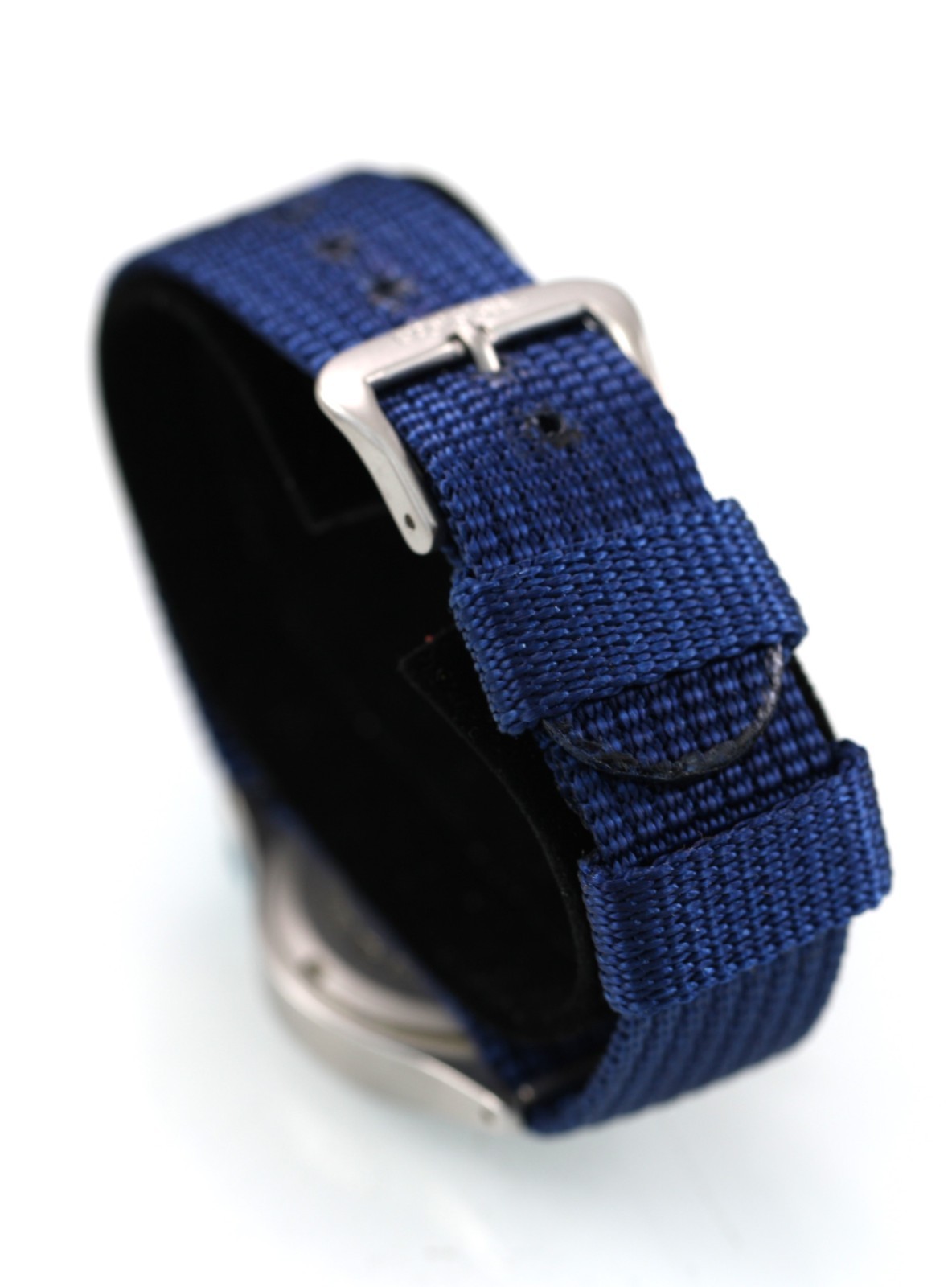 Eddie Bauer Men Watch Stainless Blue Nylon 50m Batt Gray Date Light 24hr Quartz