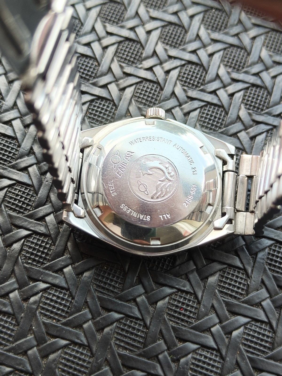 Enicar De Luxe Automatic Day/Date SS Bracelet Rare Blue Two Tone TV Dail 1970s