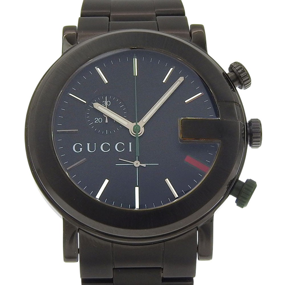 GUCCI G Chrono Watches 101M black blackDial Stainless Steel Quartz Chronog…