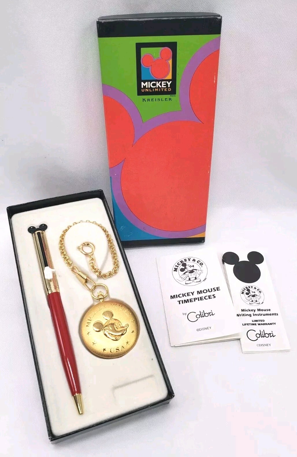 Disney Colibri Vintage Mickey Mouse Pocket Watch & Pen (Mickey Case) – Retired