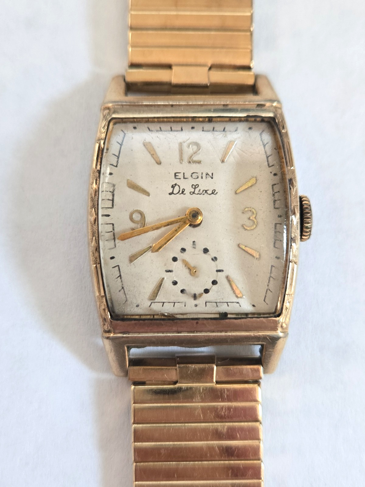 Vintage ELGIN De Luxe 10K Rolled Gold Plate Wristwatch Running