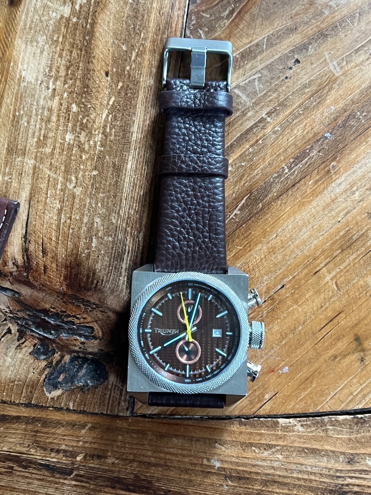 Triumph scrambler motorcycle chronograph watch brown Citizen Miyota 0s20