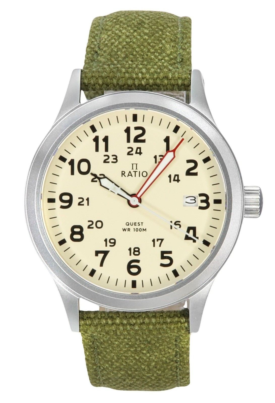 Ratio Quest Series Canvas Strap Beige Dial Quartz Casual 100M RTQ019 Men’s Watch