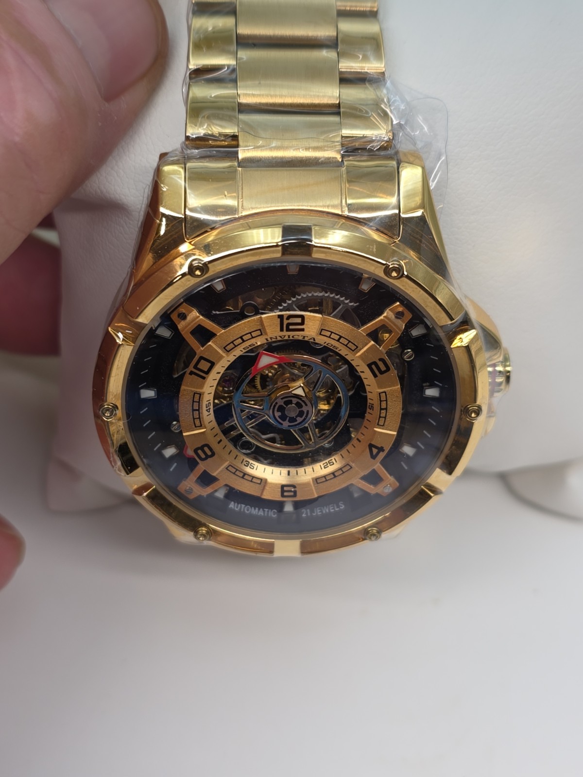Invicta Mens Racing Interpoint Automatic Skeleton Dial Gold Tone SS 43.5mm 70078