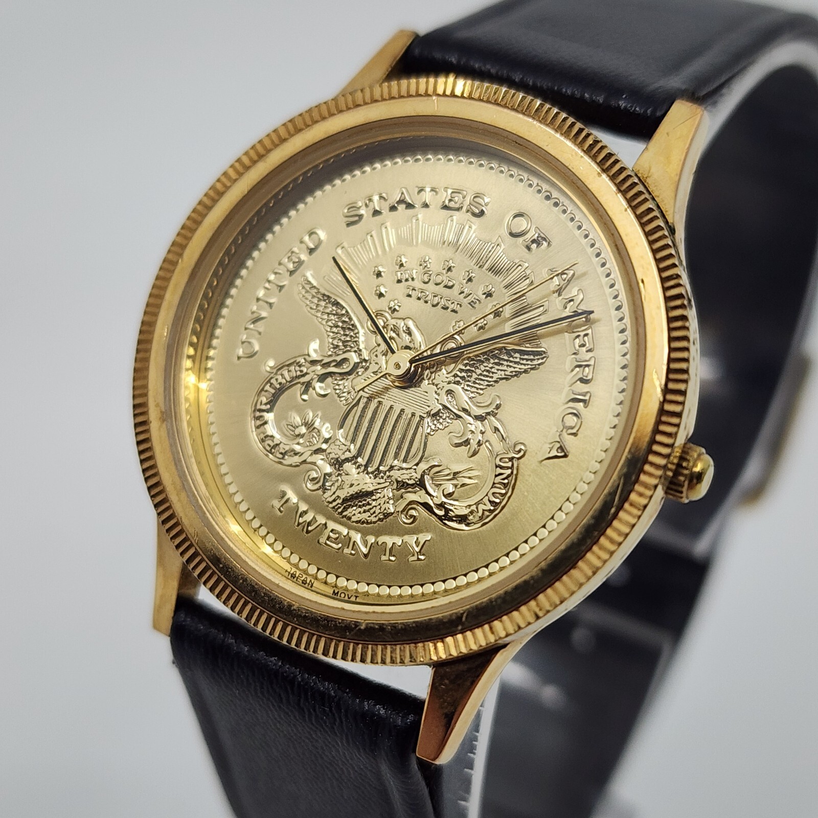 Vintage Helbros Anniversay Collection United States Twenty Gold Coin Dial Watch