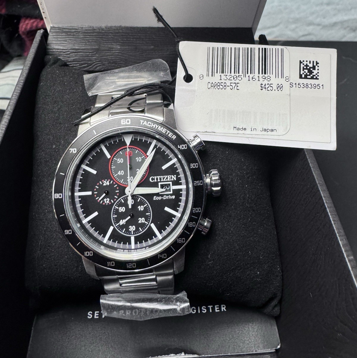 Citizen CA0858-57E Men’s Sport Casual Chronograph Eco-Drive Silver Watch 44 MM