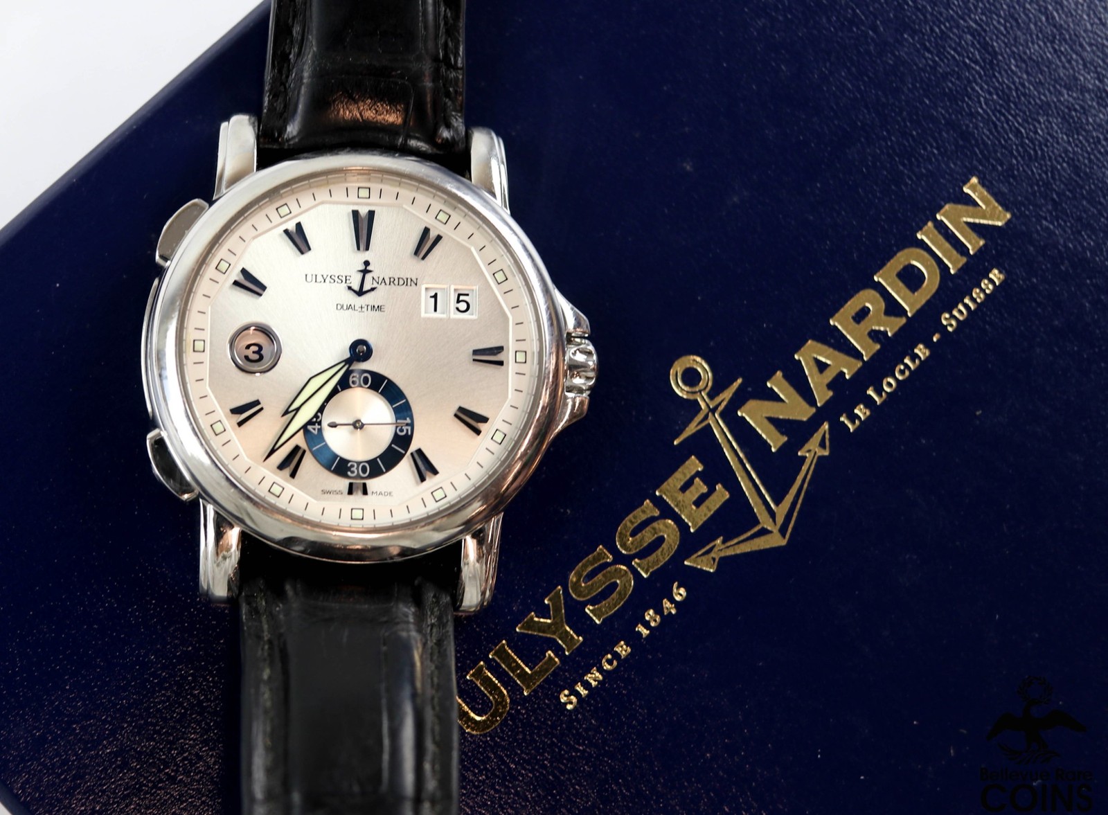 2008 ULYSSE NARDIN Dual Time Automatic 42mm Men’s Watch 243-55 w/Box & Bracelet