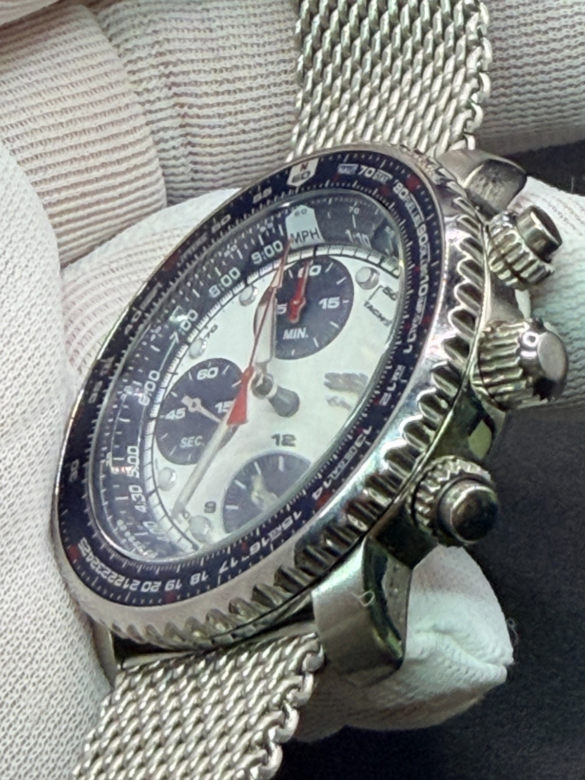 Seiko SNA413 Blue Panda Flightmaster Pilot Chronograph Alarm Watch – MiLTAT Mesh